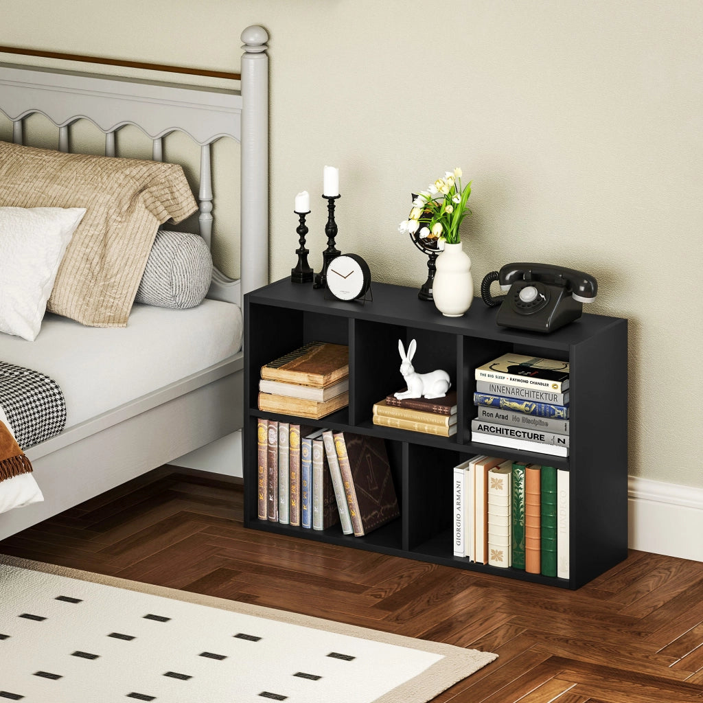 Libreria scaffale mobile con 5 scomparti ¨C zephmum ¨C nero 50x24x80 cm