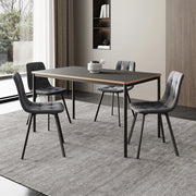 Set da Pranzo Lindesberg Tavolo Rettangolare e 4 Sedie Imbottite - Grigio Scuro [en.casa]