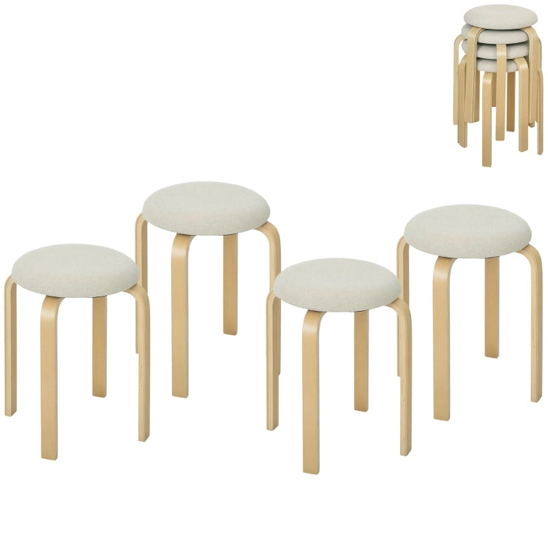 SGABELLI Impilabili Set da 4 40x40x45 cm Legno Crema