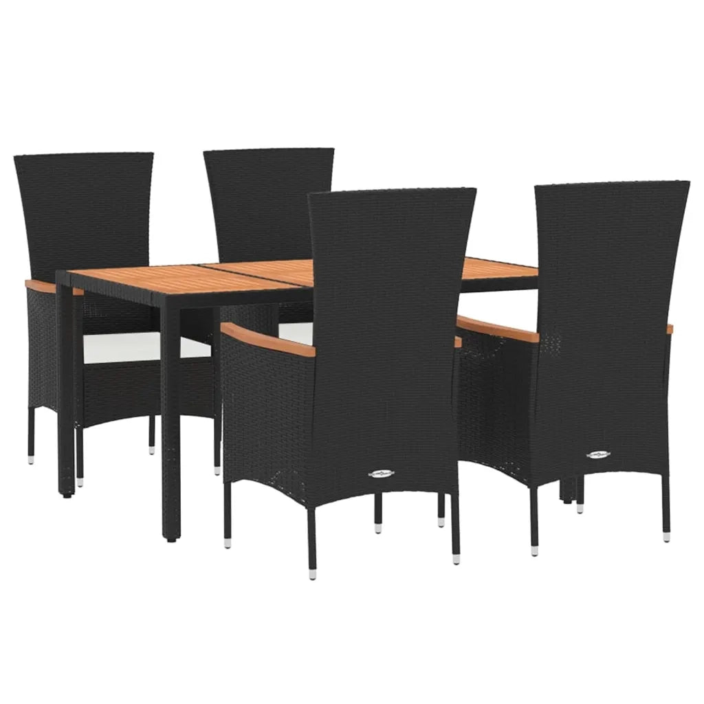 Set da Pranzo da Giardino 5 pz Nero con Cuscini in Polyrattancod mxl 76425
