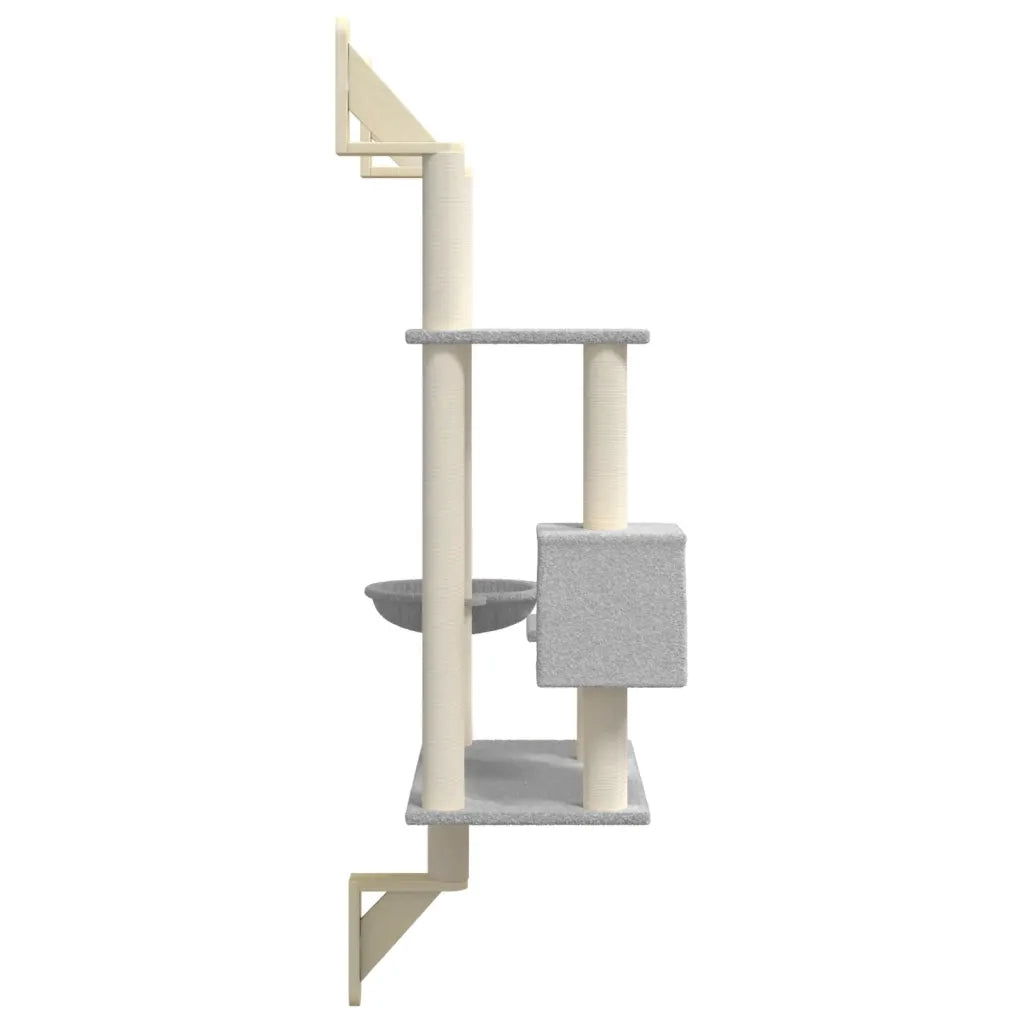 vidaXL Albero per Gatti con Tiragraffi a Parete Grigio Chiaro 153 cm
