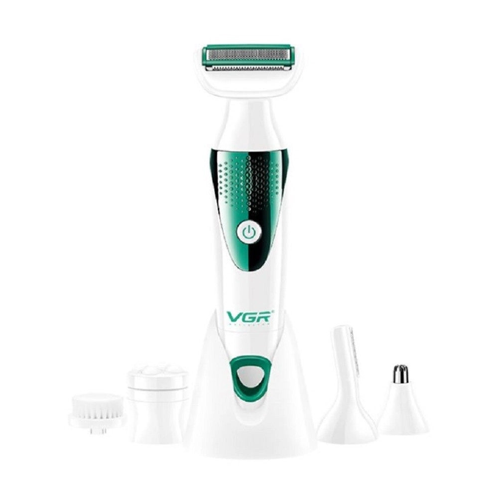 Trade Shop - Vgr V-720 Kit Epilatore 5in1 Donna Trimmer Rasoio Testine Intercambiabili -
