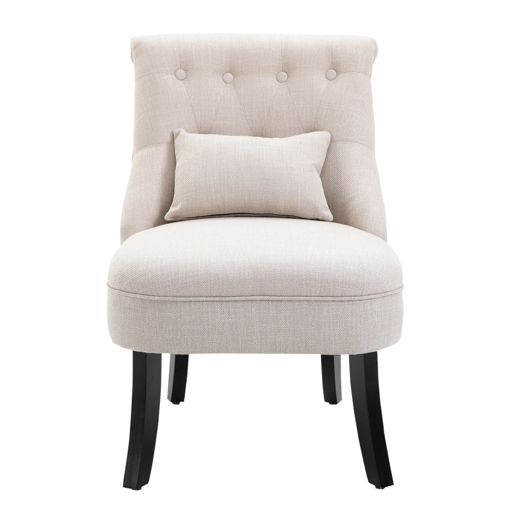 Poltrona imbottita con cuscino schienale per relax e lettura ¨C zephmum ¨C 52.5x69x77 cm crema