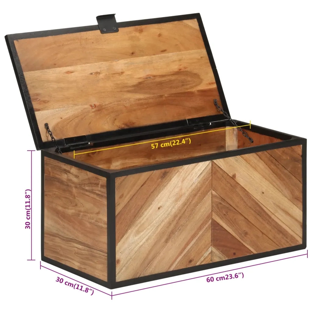 Scatola Portaoggetti 60x30x30 cm Legno Massello Acacia e Ferro 372752