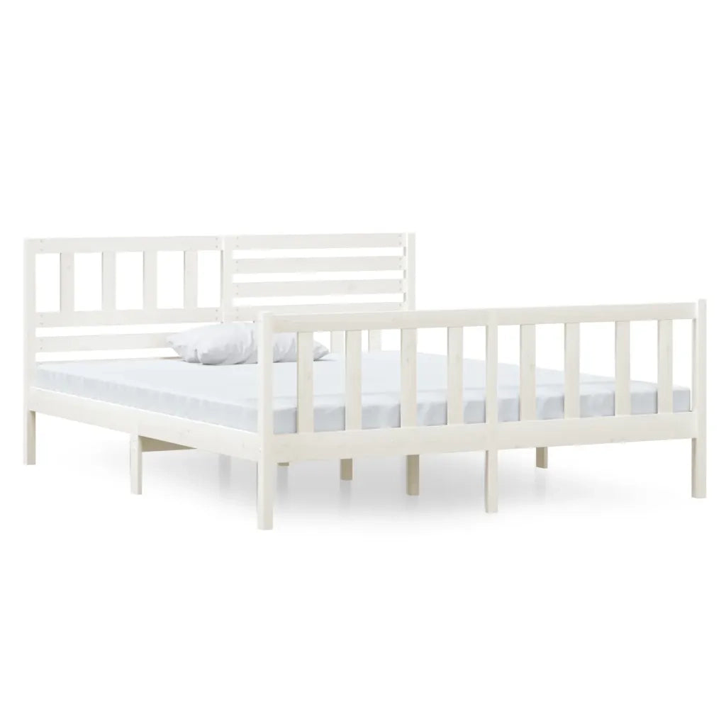 Giroletto-Struttura Letto Bianco in Legno Massello 140x190 cm 518668