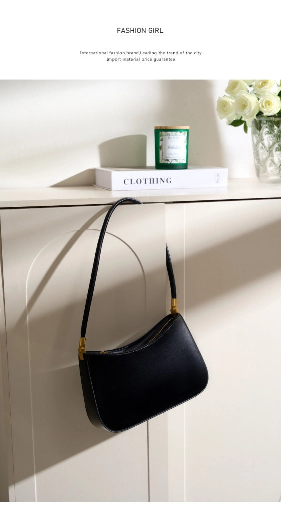 Borsa tote da donna in vera pelle, nera