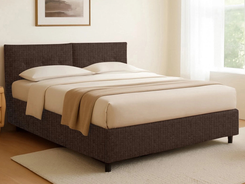Exeter, Letto Singolo Sfoderabile Made in Italy, Marrone