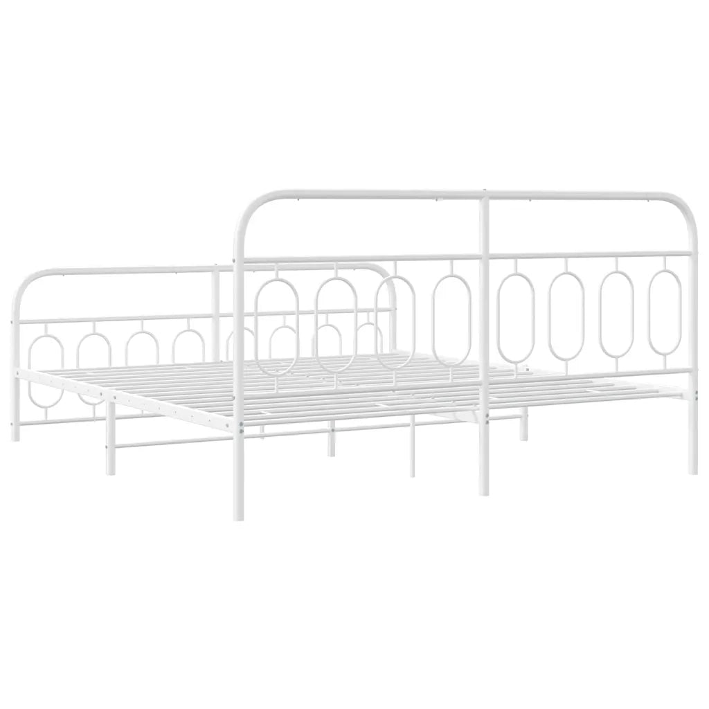 Giroletto con Testiera e Pediera Metallo Bianco 183x213 cm 377189