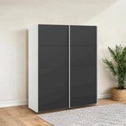 Guardaroba 2 ante Paeng, Mobile camera da letto, Cabina armadio portabiti, Armadio appendiabiti, 182x61 h220 cm, Bianco e Nero