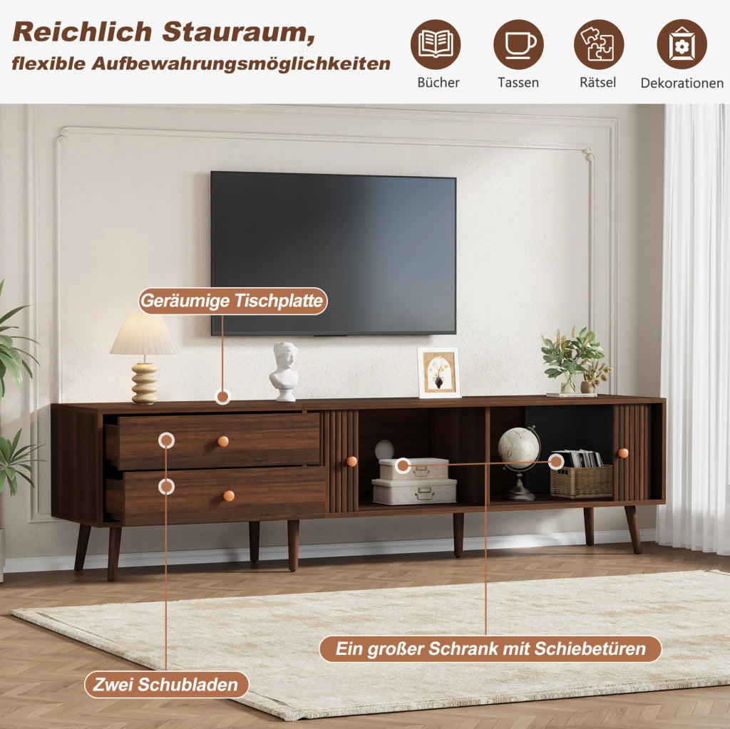 Mobile TV 180 x 40 x 46;5 cm con 2 cassetti e 2 ante avvolgibili; MDF; colore noce