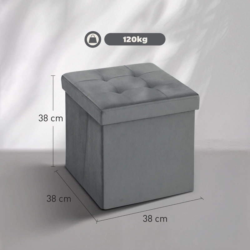 POUF Contenitore Pieghevole 38x38x38 cm Grigio in poliestere