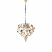 Lampadario Shabby Chic Bella Metallo Avorio Oro 3 Luci E27