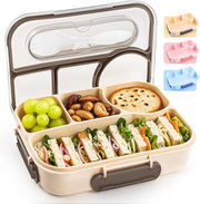 Lunchbox per adulti, lunchbox per bambini, con 4 compartimenti, resistente alle cadute, lavabile in forno, realizzato con materiali BPA-free (kaki)