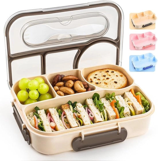 Lunchbox per adulti, lunchbox per bambini, con 4 compartimenti, resistente alle cadute, lavabile in forno, realizzato con materiali BPA-free (kaki)