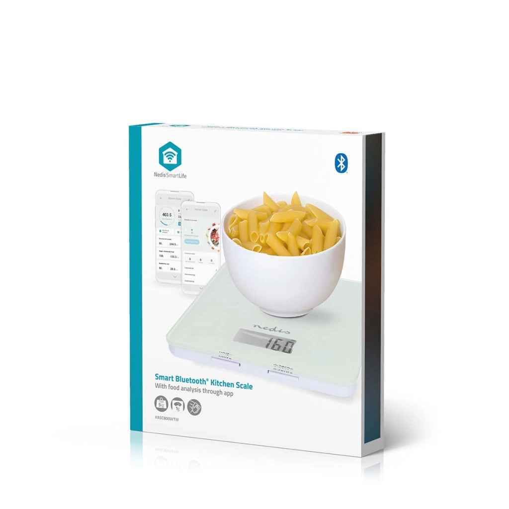 SmartLife Bilancia da cucina Bluetooth con display retroilluminato da 5 kg Bianco Nedis