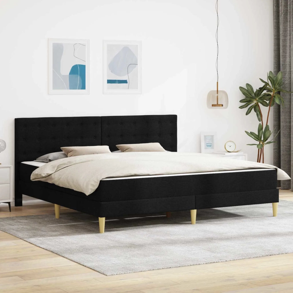 Struttura letto con materasso Nero 200 x 200 cm Tessuto