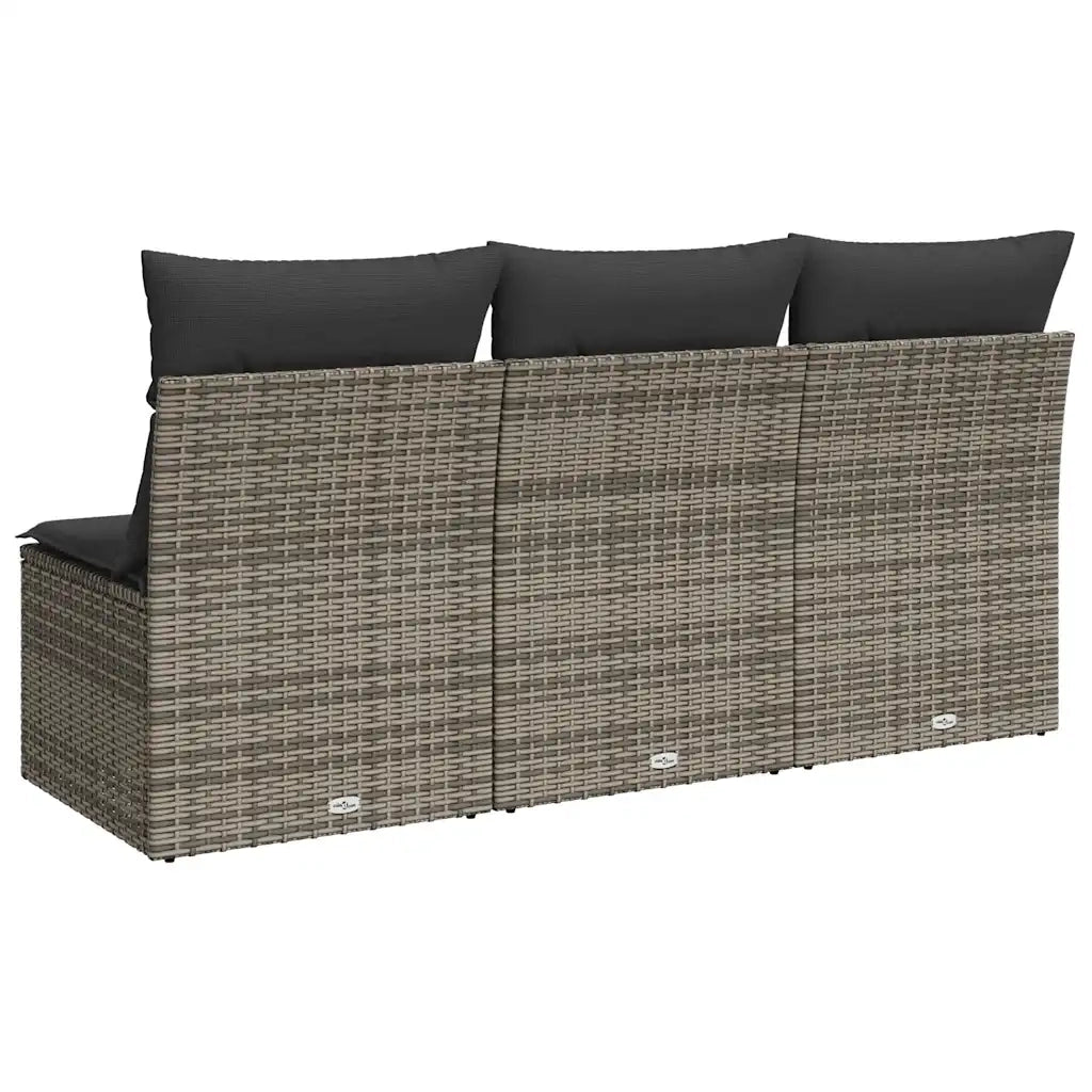 Divano da Giardino con Cuscini 3 Posti-Sofa da Giardino-Divano da esterno Grigio in Polyrattan 932069