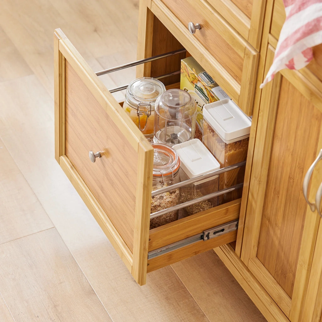 Carrello Cucina Credenza Legno Piano Lavoro Cucina Piano in Acciaio FKW70-N