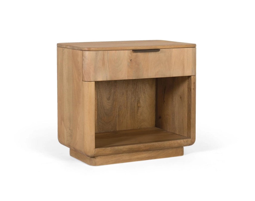 Comodino in legno di mango con angoli arrotondati