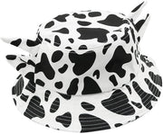 Cappello da Sole con Disegno Unico - Stampa di Mucca - Orecchioni - Respira Facilmente - Leggero - Adatto per Circonferenza Cervicale 58 cm - Cappello da Sole