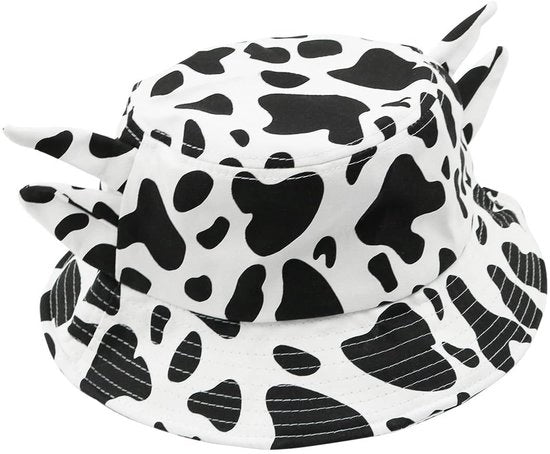 Cappello da Sole con Disegno Unico - Stampa di Mucca - Orecchioni - Respira Facilmente - Leggero - Adatto per Circonferenza Cervicale 58 cm - Cappello da Sole