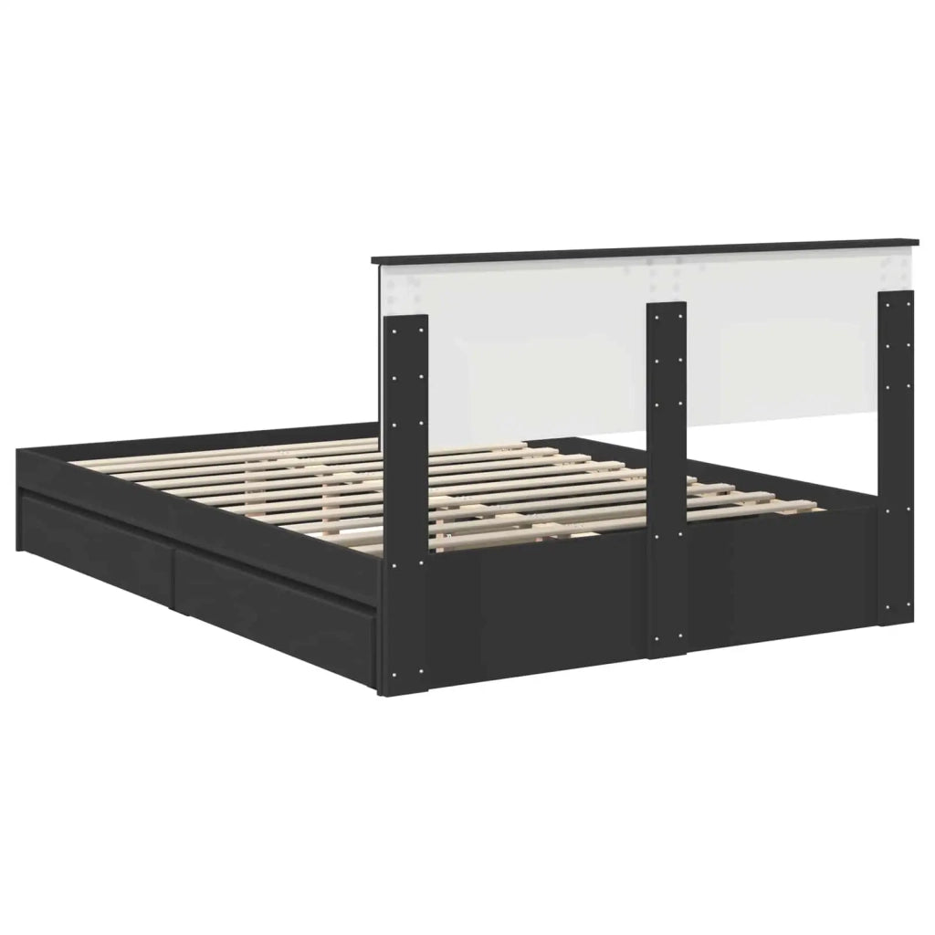 Letto con Contenitore Nero 135 x 190 cm Legno multistrato 3410806