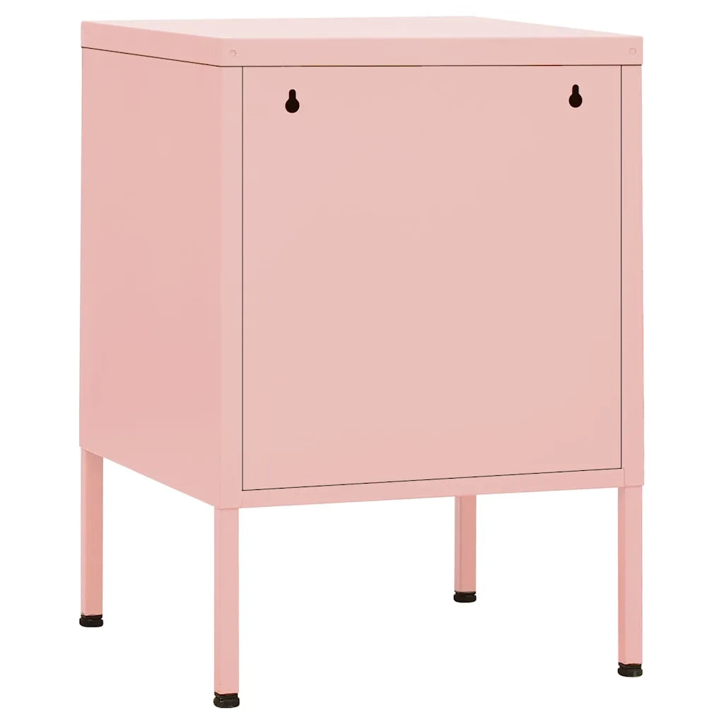 Set di 2 Comodini | Armadio da Notte | Mobiletto da notte Rosa 35x35x51 cm in Acciaio