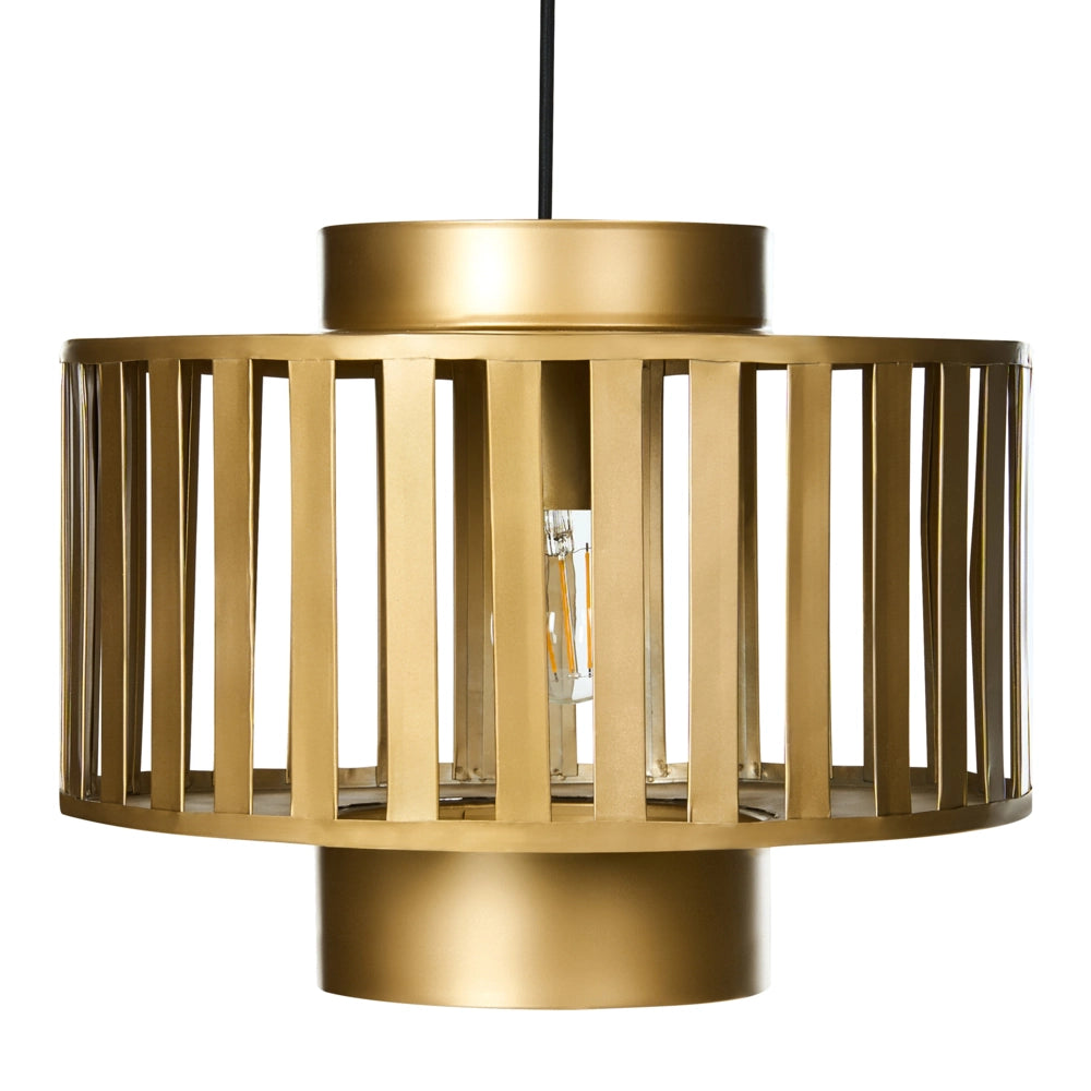 Lampada a sospensione in metallo ottone ferro paralume rotondo traforato a gabbia luce da soffitto moderna e originale