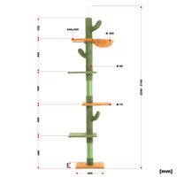 Fudajo Albero tiragraffi a soffitto verde 229-275cm Altezza regolabile con 4 livelli e sisal Gatti