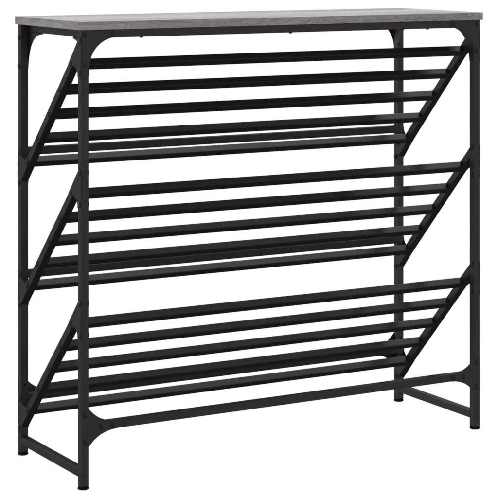 Scarpiera-Scaffale per scarpe Grigio Sonoma 90x30x85 cm in Legno Multistrato