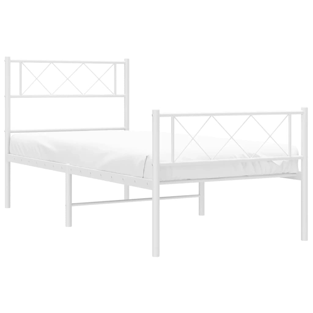 Giroletto con Testiera e Pediera Metallo Bianco 90x200 cmcod mxl 106522
