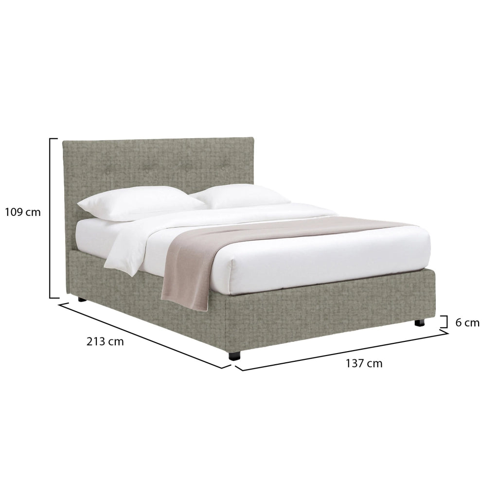 Bolton, Letto Piazza e Mezza Sfoderabile Made in Italy, Grigio