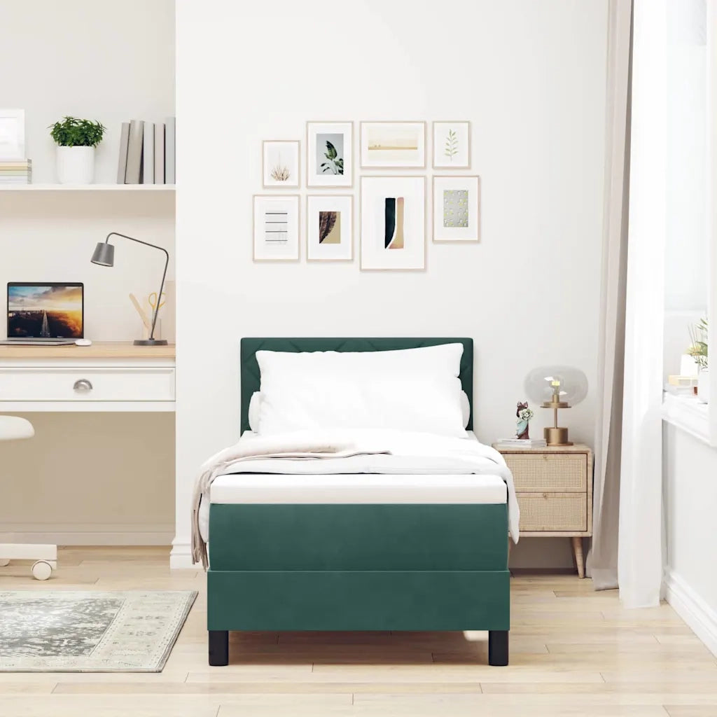 Letto a Sorgente LED con led Verde Scuro 80 x 200 cm Velluto