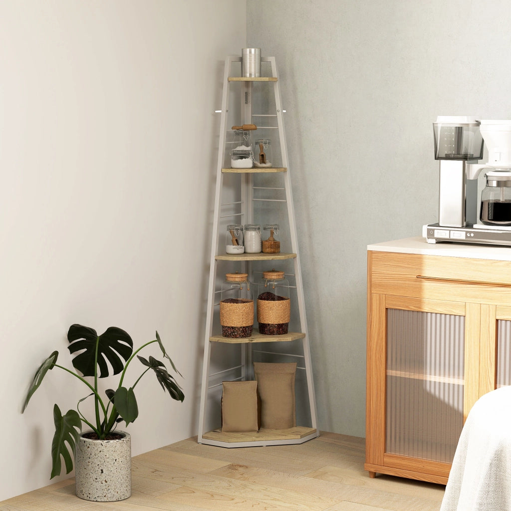Libreria Angolare 5 Ripiani Pieghevole ¨C zephmum ¨C Legno 80x30x180