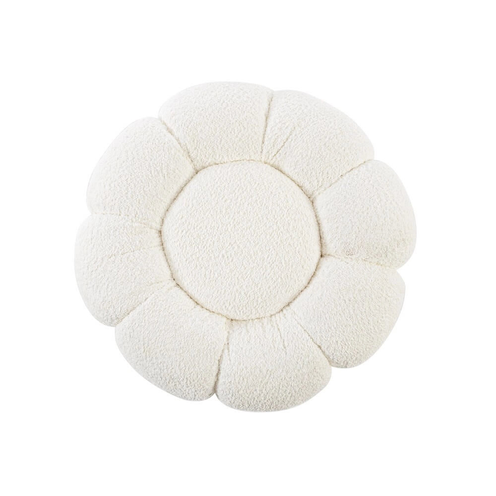 Pouf Rotondo in Tessuto Bouclé con Base in Acciaio Dorato - RACHEL