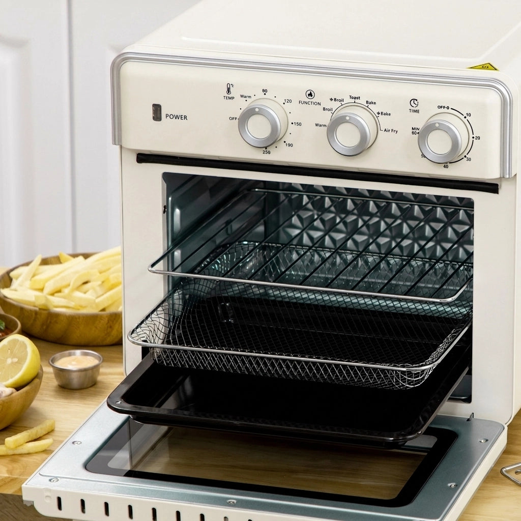 Mini Forno Ventilato 20 L 1400 W 7 in 1 con Temperatura 90-230°C; Timer 60 Min e Cestello