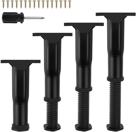 Struttura letto, supporti, 4 pezzi, supporti regolabili, resistenza elevata, centrino letto, 15-28 cm, supporti retrattili, sostituzione per comò, comò TV, letto, divano, comodino, seggiolino