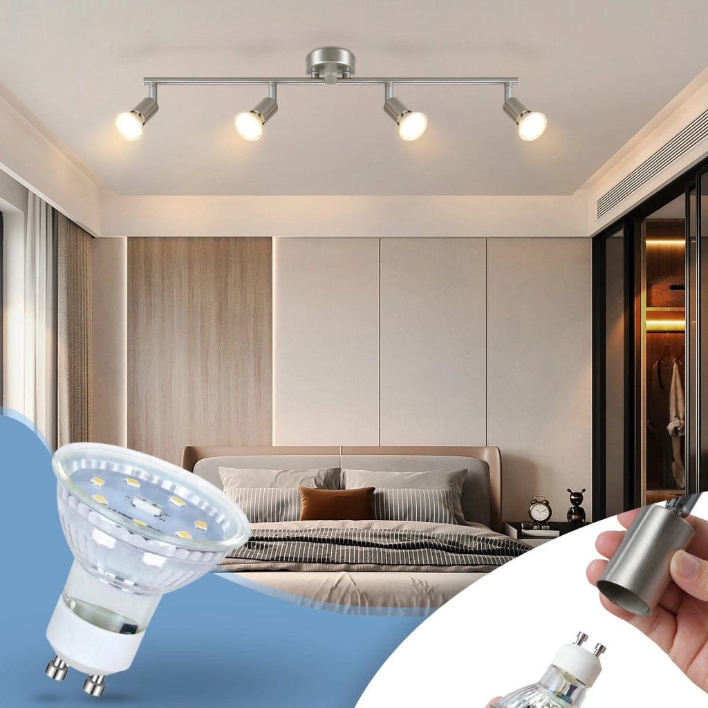 ZMH Faretto da soffitto 4 luci GU10 orientabili 330° moderni per salotto interni senza lampadina