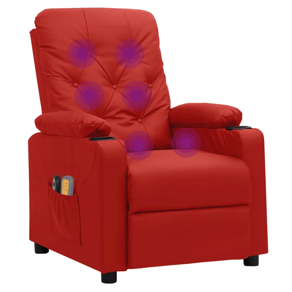 Poltrona Massaggio Elettrica Rosso Vino Similpelle