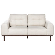 Divano a 2 posti in tessuto Beige chiaro Soggiorno in stile moderno Gambe in legno scuro
