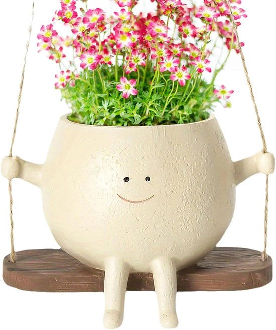 Vaso Decorativo Pendente con Viso - Interno e Esterno - Vasca a Sospensione per Piante