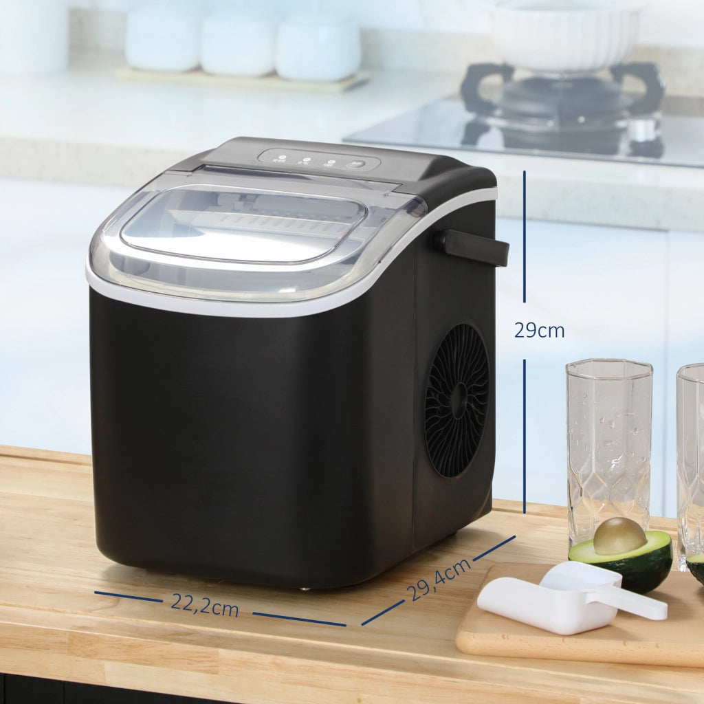 Macchina per Ghiaccio ¨C Xylo ¨C 12 kg/24h, 9 Cubetti in 6-12 min, Serbatoio 1,3L, Nero