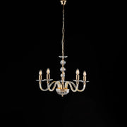 Lampadario oro vetro trasparente 5 luci Ø60 H.51