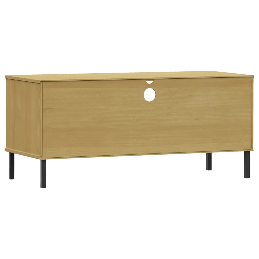 Mobile TV con Gambe Metallo Marrone Legno Massello di Pino OSLO cod mxl 27749