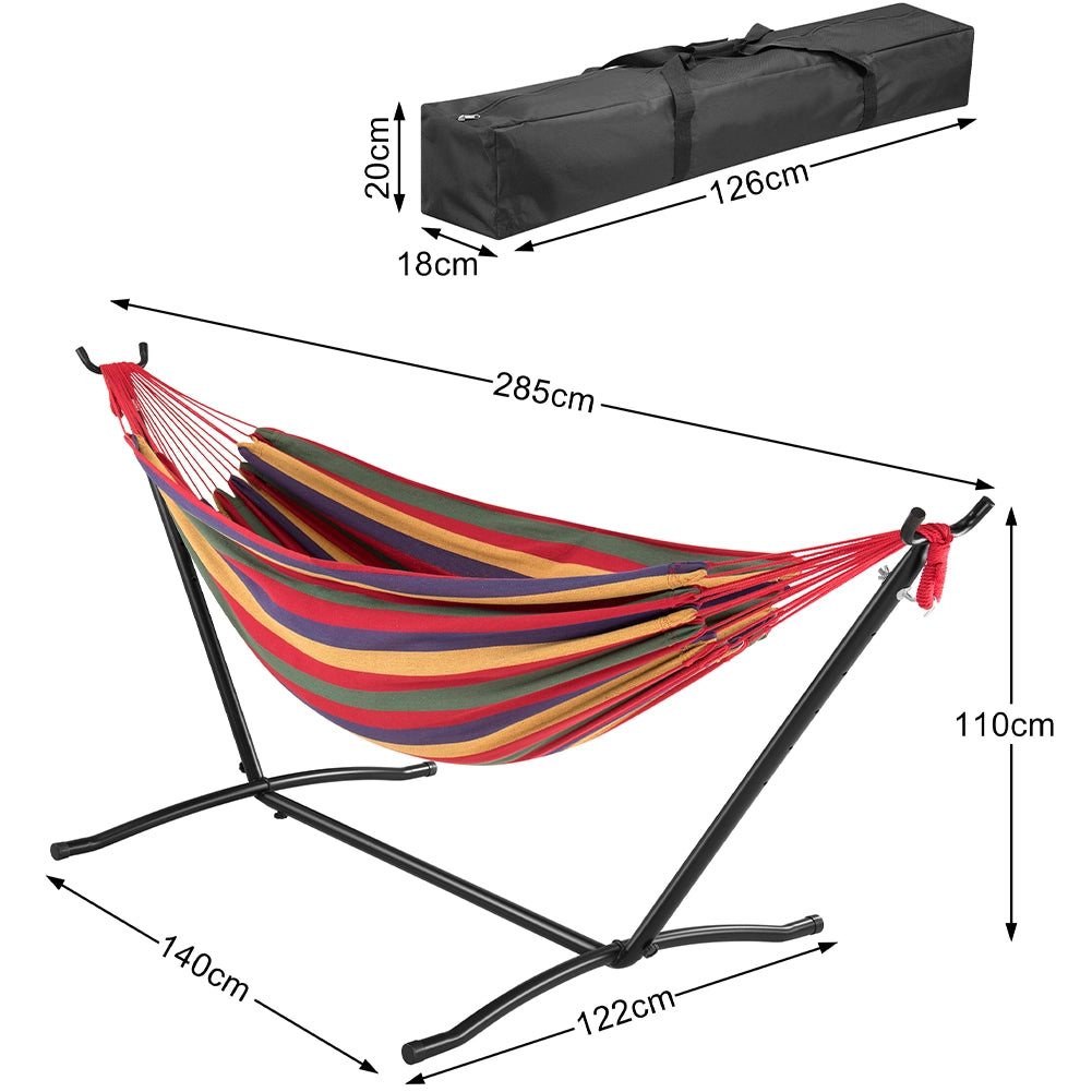 Amaca da Giardino Brasiliana Strisce Multicolore Portata 200kg Struttura Acciaio