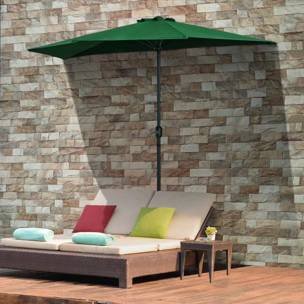Ombrellone da balcone a parete con 5 aste ¨C Xylo ¨C 293x150x249 cm verde poliestere