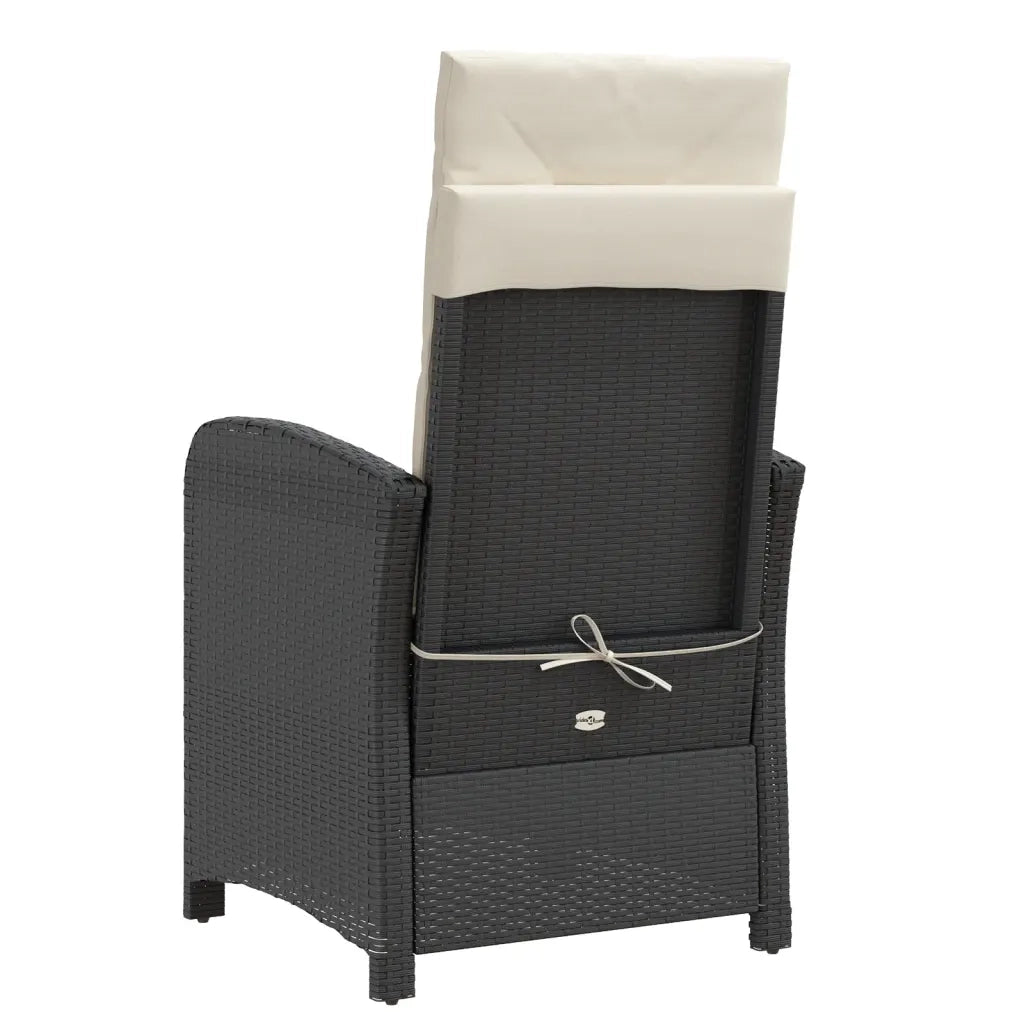 Sedia Reclinabile da Giardino con Cuscini Nera in Polyrattan 365160