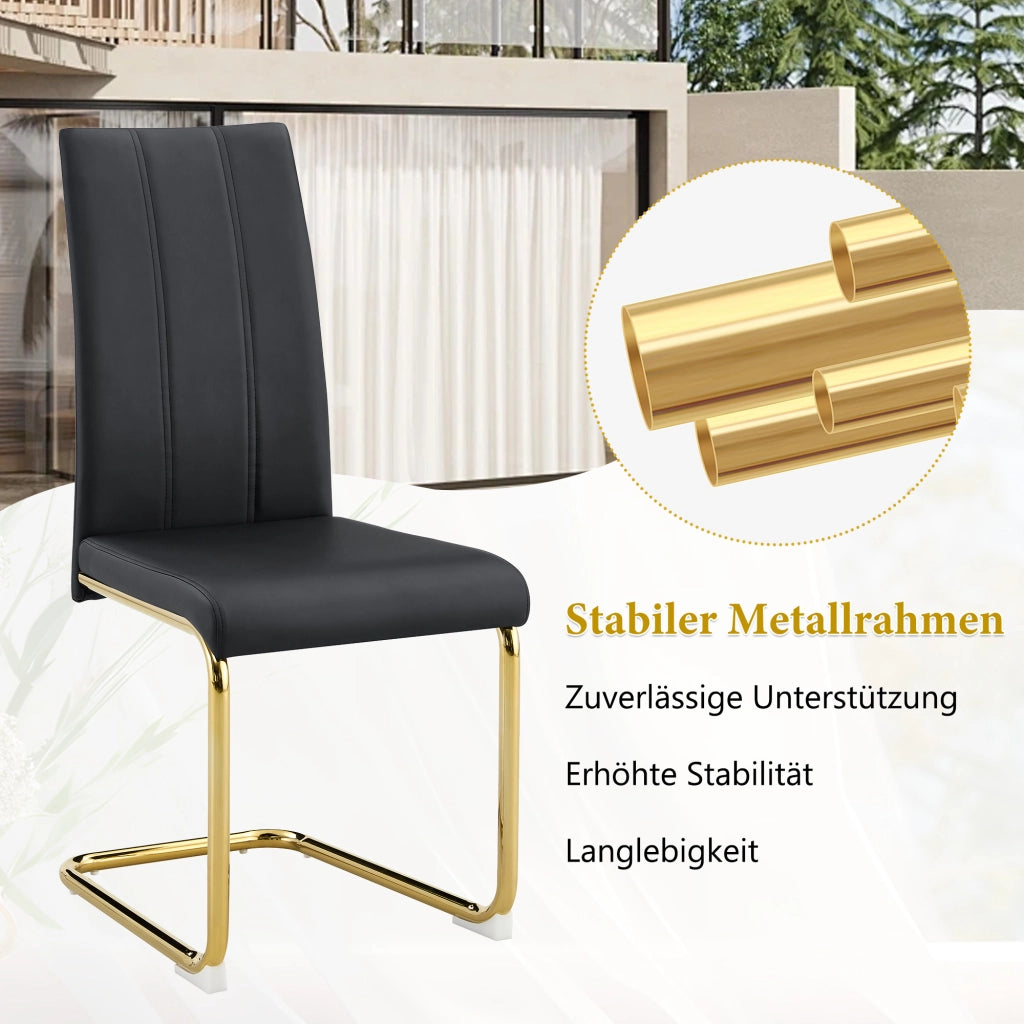 Sedia da pranzo ergonomica con design salvaspazio e struttura stabile in pu e metallo nero oro 72,5 × 47,5 × 45,5 cm