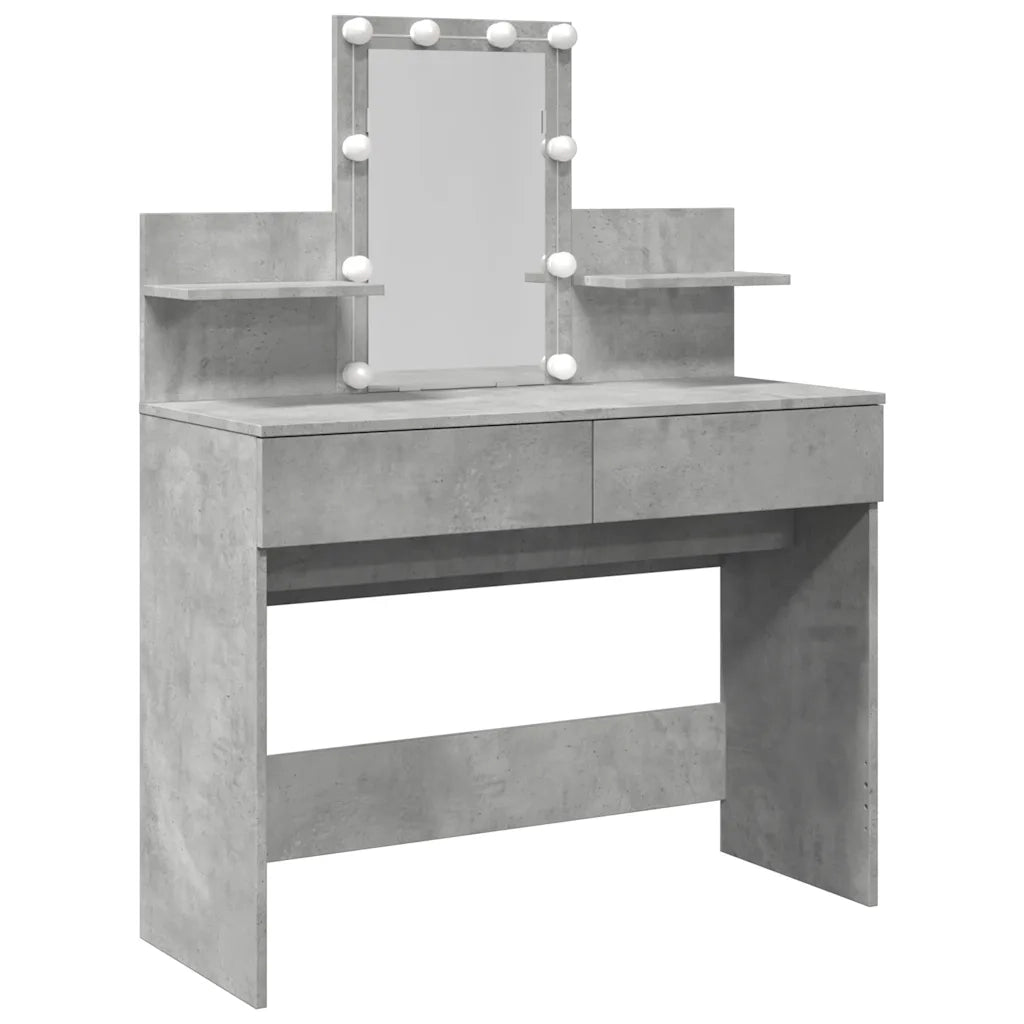 Toeletta | Tavolo da Trucco con LED Grigio Cemento 100x40x130 cm