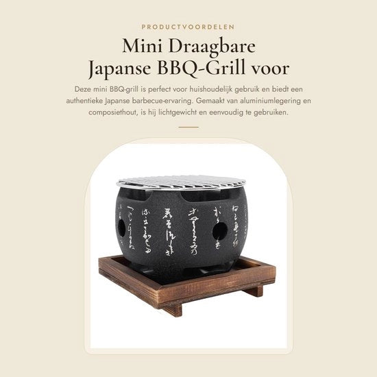 Grill a Barbecue Mini Portatile a Stile Giapponese - Fornello a Carbone - Lega di Alluminio - Riscaldamento Rapido - Griglia - Progetto Compattabile - Barbecue